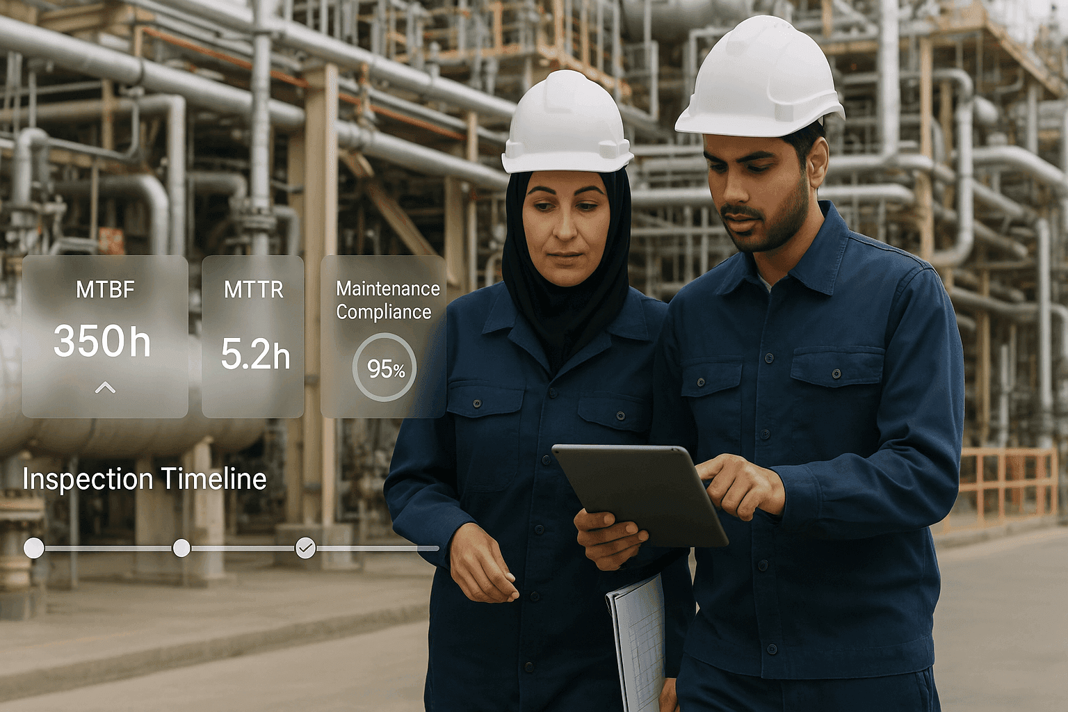 Facilities manager using CAFM dashboard showing asset inventory and maintenance schedules for enterprise asset management